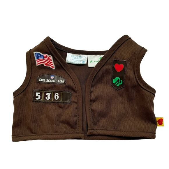 BUILD A BEAR Brown Girl Scouts Vest Brownies Uniform - Picture 1 of 3